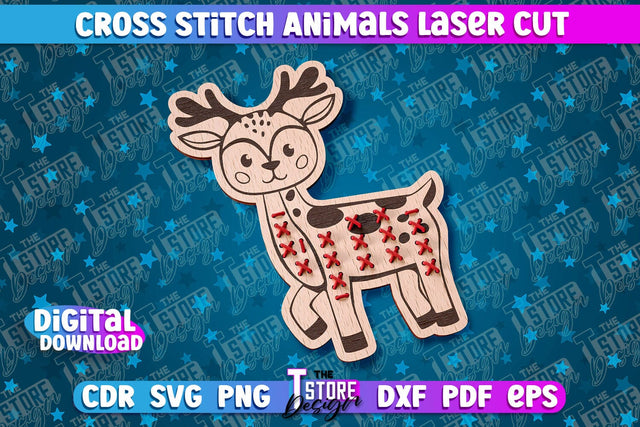 Cross Stitch Animals | Deer Design | Montessori Method | CNC SVG The T Store Design 