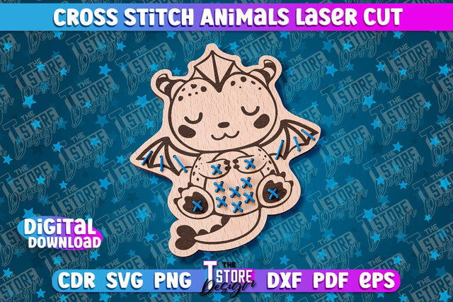 Cross Stitch Animals | Dragon Design | Montessori Method SVG The T Store Design 