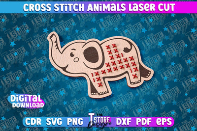 Cross Stitch Animals | Elephant Design | Montessori Method SVG The T Store Design 