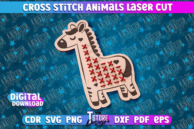 Cross Stitch Animals | Giraffe Design | Montessori Method SVG The T Store Design 