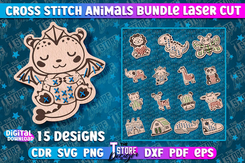 Cross Stitch Animals | Lacing Toys Laser Cut | Montessori Method | Baby Educational SVG The T Store Design 