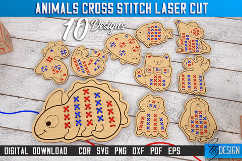 Cross Stitch Animals Laser Cut Bundle | Montessori Lacing | Developing Game | Educational Toy | CNC File SVG Fly Design 
