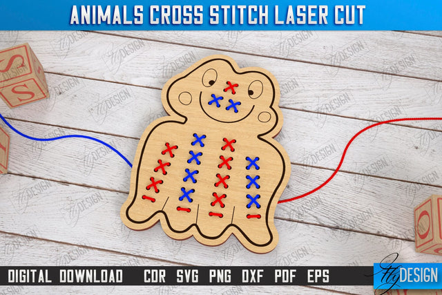 Cross Stitch Animals Laser Cut | Montessori Lacing | Developing Game | Educational Toy | CNC File SVG Fly Design 