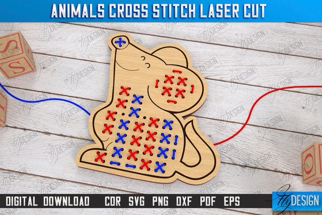 Cross Stitch Animals Laser Cut | Montessori Lacing | Developing Game | Educational Toy | CNC File SVG Fly Design 