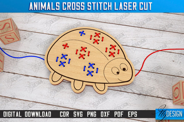 Cross Stitch Animals Laser Cut | Montessori Lacing | Developing Game | Educational Toy | CNC File SVG Fly Design 