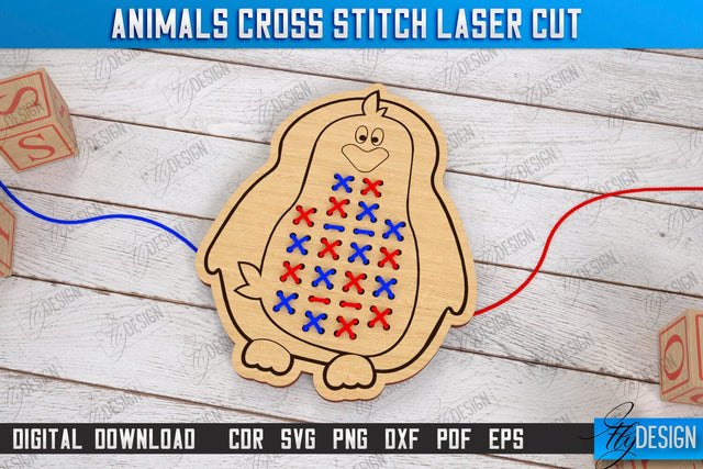 Cross Stitch Animals Laser Cut | Montessori Lacing | Developing Game | Educational Toy | CNC File SVG Fly Design 