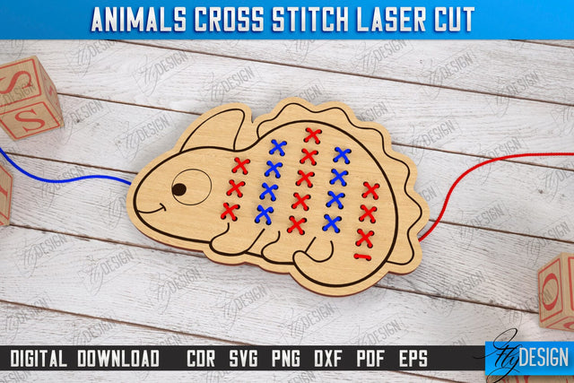 Cross Stitch Animals Laser Cut | Montessori Lacing | Developing Game | Educational Toy | CNC File SVG Fly Design 