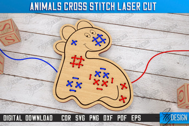 Cross Stitch Animals Laser Cut | Montessori Lacing | Developing Game | Educational Toy | CNC File SVG Fly Design 