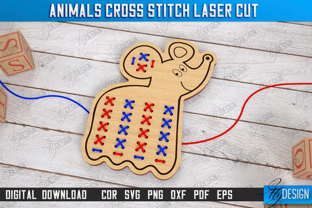 Cross Stitch Animals Laser Cut | Montessori Lacing | Developing Game | Educational Toy | CNC File SVG Fly Design 