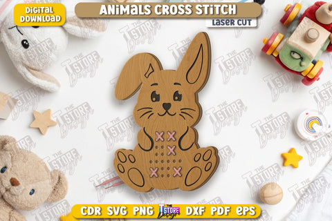 Cross Stitch Animals Laser Cut | Montessori Lacing | Developing Game | Educational Toy | CNC Files SVG The T Store Design 