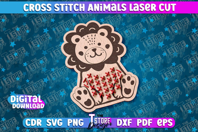 Cross Stitch Animals | Lion Design | Montessori Method | CNC SVG The T Store Design 