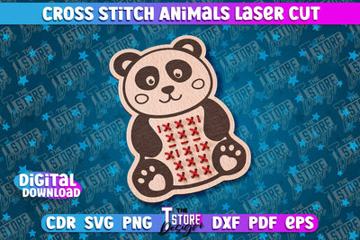 Cross Stitch Animals | Panda Design | Montessori Method |CNC SVG The T Store Design 