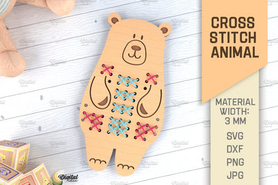Cross Stitch Animals SVG. Cross Stitch Blanks Laser Cut. Bear SVG SVG Evgenyia Guschina 