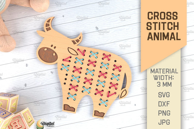 Cross Stitch Animals SVG. Cross Stitch Blanks Laser Cut. Cow SVG SVG Evgenyia Guschina 