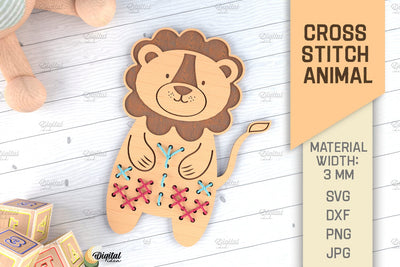 Cross Stitch Animals SVG. Cross Stitch Blanks Laser Cut. Lion SVG SVG Evgenyia Guschina 