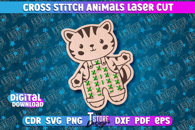Cross Stitch Animals | Tiger Design | Montessori Method |CNC SVG The T Store Design 