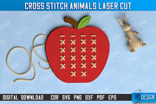 Cross Stitch Apple | Montessori Lacing | Developing Game | Educational Toy | CNC File SVG Fly Design 