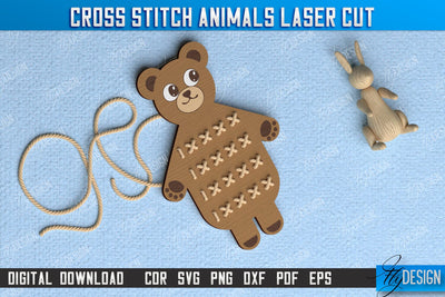 Cross Stitch Bear | Montessori Lacing | Developing Game | Educational Toy | CNC File SVG Fly Design 