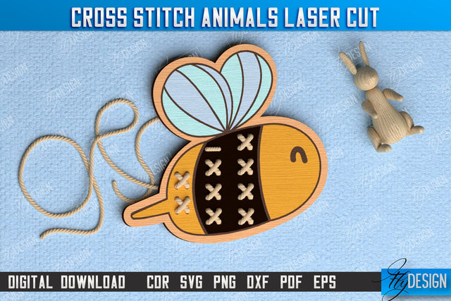 Cross Stitch Bee | Montessori Lacing | Developing Game | Educational Toy | CNC File SVG Fly Design 