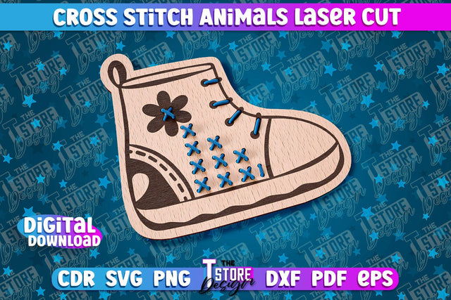 Cross Stitch Boot | Laser Design | Montessori Method | CNC SVG The T Store Design 