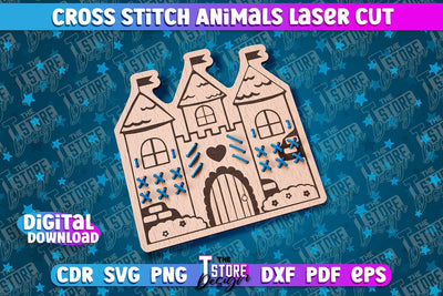 Cross Stitch Castle | Laser Design | Montessori Method | CNC SVG The T Store Design 
