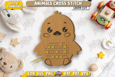 Cross Stitch Chick Laser Cut | Montessori Lacing | Developing Game | Educational Toy | CNC File SVG The T Store Design 