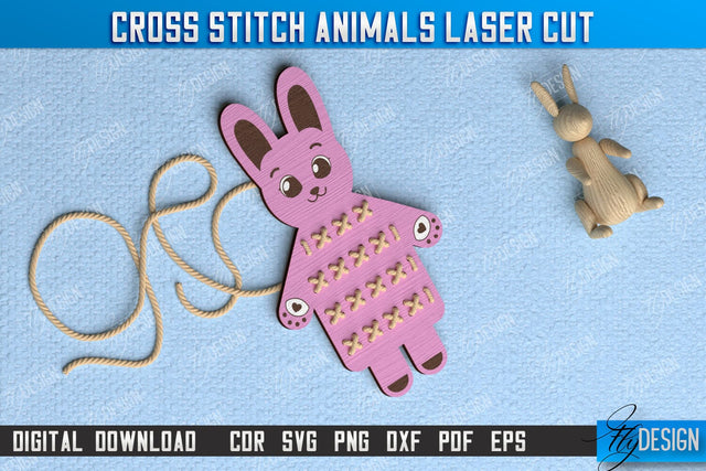 Cross Stitch Hare | Montessori Lacing | Developing Game | Educational Toy | CNC File SVG Fly Design 