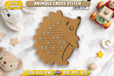 Cross Stitch Hedgehog Laser Cut | Montessori Lacing | Developing Game | Educational Toy | CNC File SVG The T Store Design 