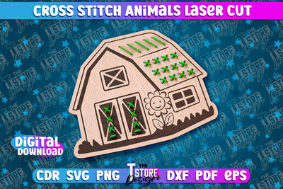 Cross Stitch House | Laser Design | Montessori Method | CNC SVG The T Store Design 