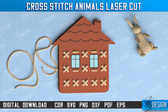 Cross Stitch House | Montessori Lacing | Developing Game | Educational Toy | CNC File SVG Fly Design 