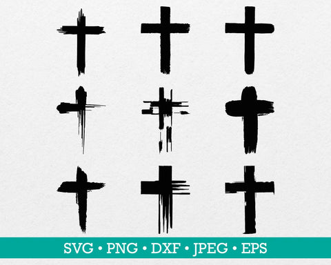 Cross svg, Distressed cross svg, Brush stroke cross svg, Cross svg files, Cross bundle svg, Cross dxf, Grunge cross svg, Cross cut files SVG MAKStudion 