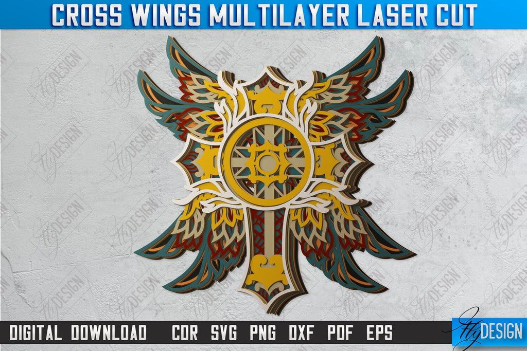 Cross Wings Multilayer Laser Cut | Religious Symbol | Layered Cross ...