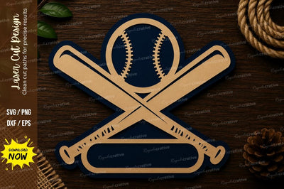 Crossed Baseball Bats Emblem Laser Cut SVG File SVG Regulrcrative 