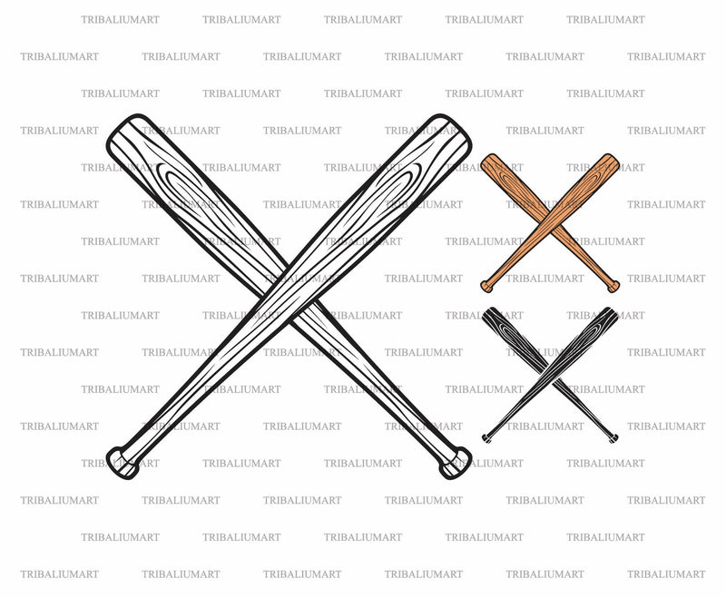 Crossed Baseball Bats SVG TribaliumArtSF 