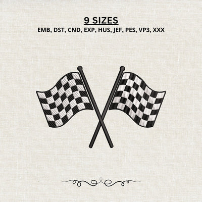 Crossed Checkered Racing Flags Embroidery Design – Motorsport Race Car Finish Line Machine Embroidery File Embroidery/Applique DESIGNS PatternFeed8 