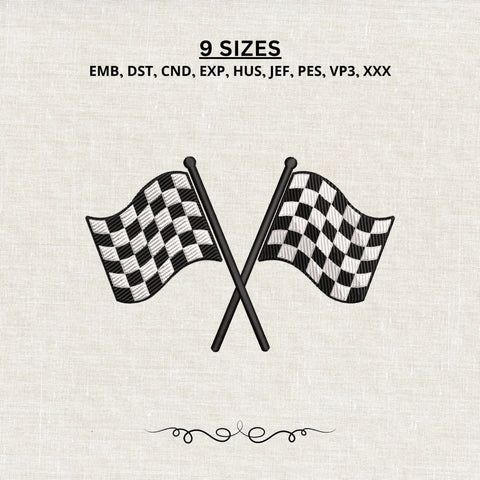 Crossed Checkered Racing Flags Embroidery Design – Motorsport Race Car Finish Line Machine Embroidery File Embroidery/Applique DESIGNS PatternFeed8 