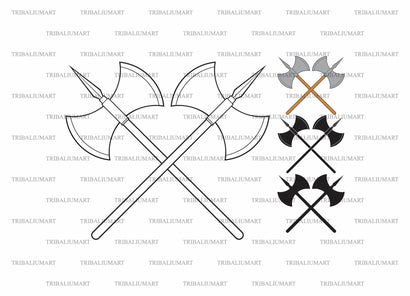 Crossed double edged axes SVG TribaliumArtSF 