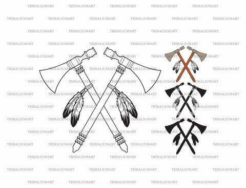 Crossed Indian Axe. Native American Warrior Tomahawk. SVG TribaliumArtSF 