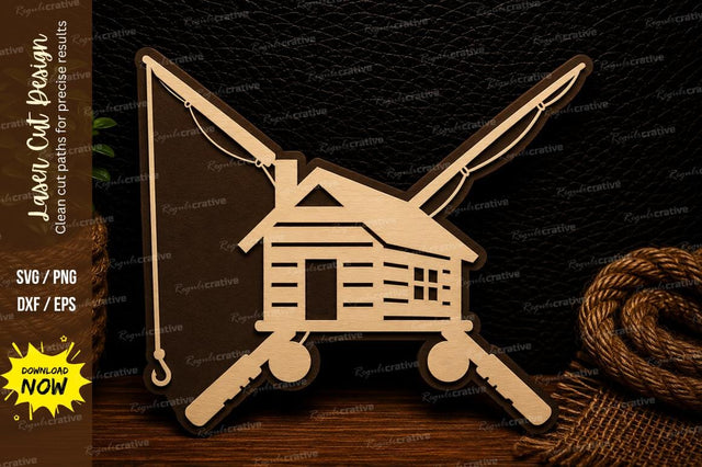 Crossed Oars Cabin Laser Cut Svg Design SVG Regulrcrative 