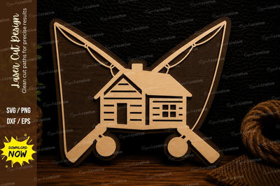 Crossed Oars Cabin Laser Cut Svg Design SVG Regulrcrative 