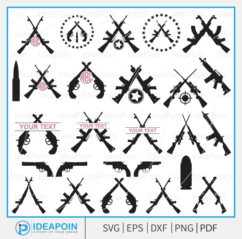 Man And Rifle Svg Crossed Rifles SVG, Split Crossed Rifles Name Frame, Rifle Clipart ...