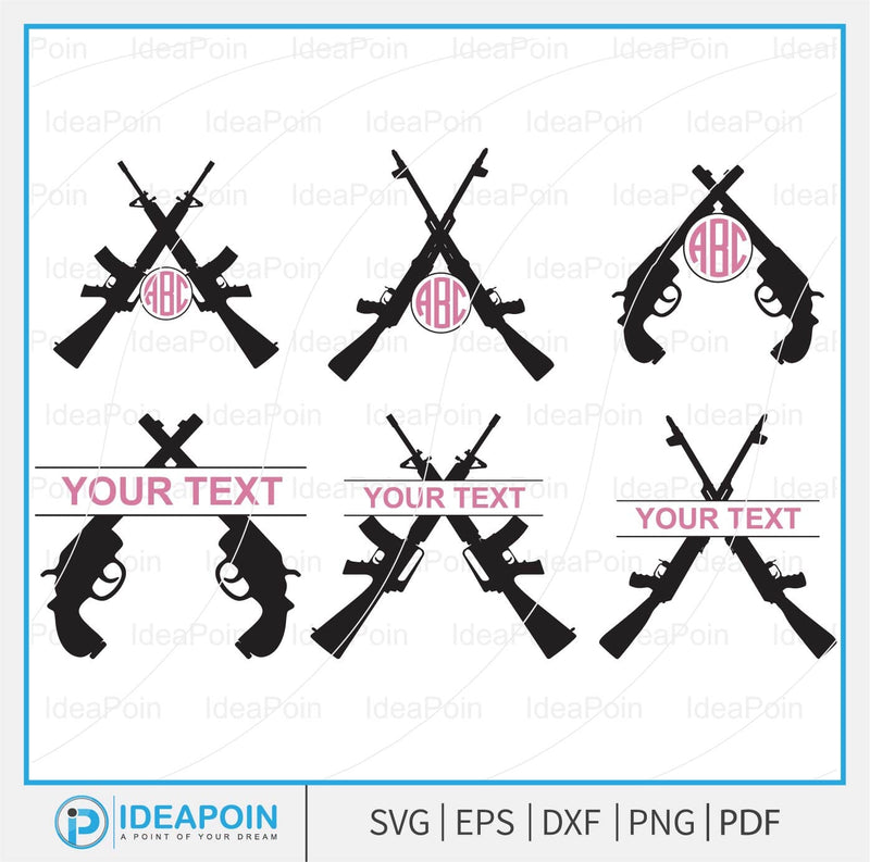 Crossed Rifles SVG, Split Crossed Rifles Name Frame, Rifle Clipart ...