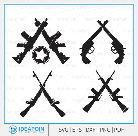 Crossed Rifles SVG, Split Crossed Rifles Name Frame, Rifle Clipart, Hunting Monogram Png, Shotgun Rifle, Rifle Vector, Shotgun Monogram SVG Dinvect 