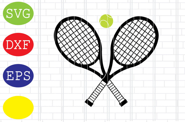 Crossed Tennis Rackets Svg, Tennis Silhouette, Tennis Fan Svg, Jpg, Eps, Dxf Files SVG DigitalSvgFiles 