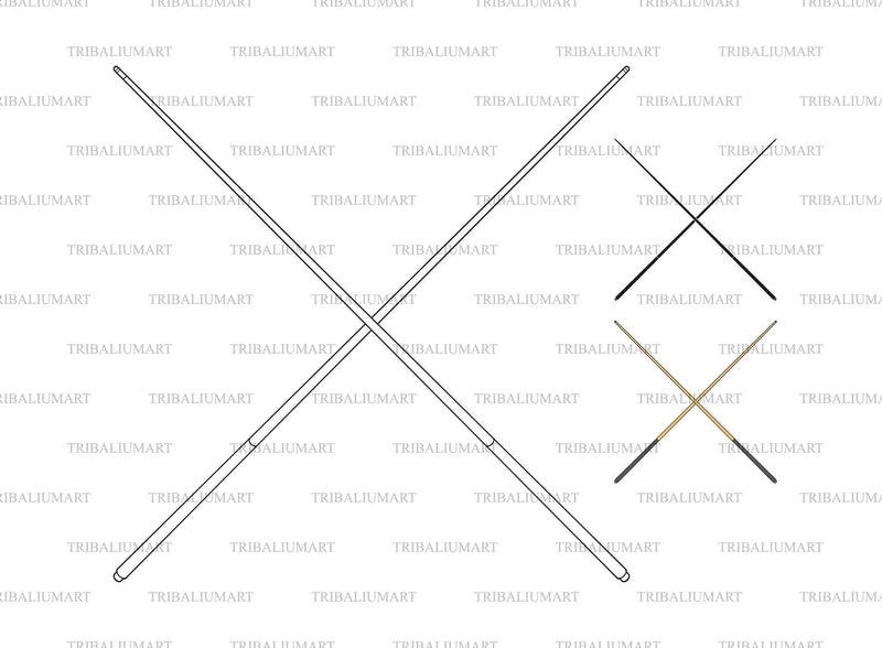 Crosses Billiard Cue Sticks. Pool Cues. SVG TribaliumArtSF 