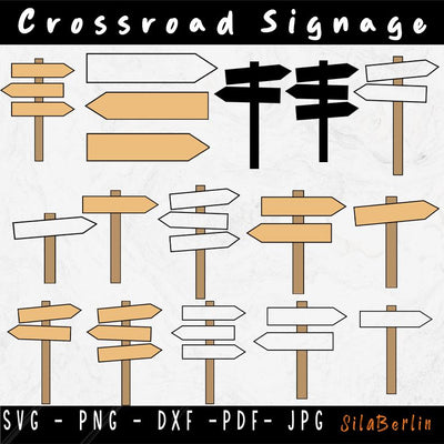 Crossroad Signage svg, Wood Plank Sign and Post Blank Template, Destination Arrow svg, Sign Post Template svg, Svg file for cricut SVG SilaBerlin 