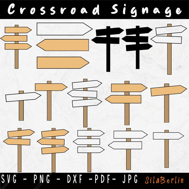Crossroad Signage svg, Wood Plank Sign and Post Blank Template, Destination Arrow svg, Sign Post Template svg, Svg file for cricut SVG SilaBerlin 