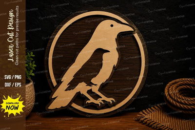 Crow Bird Circle Frame Laser Cut SVG File SVG Regulrcrative 