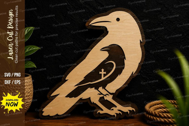 Crow Bird Memorial Ornament Laser Cut SVG File SVG Regulrcrative 
