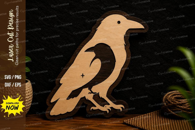 Crow Bird Silhouette Laser Cut SVG File SVG Regulrcrative 